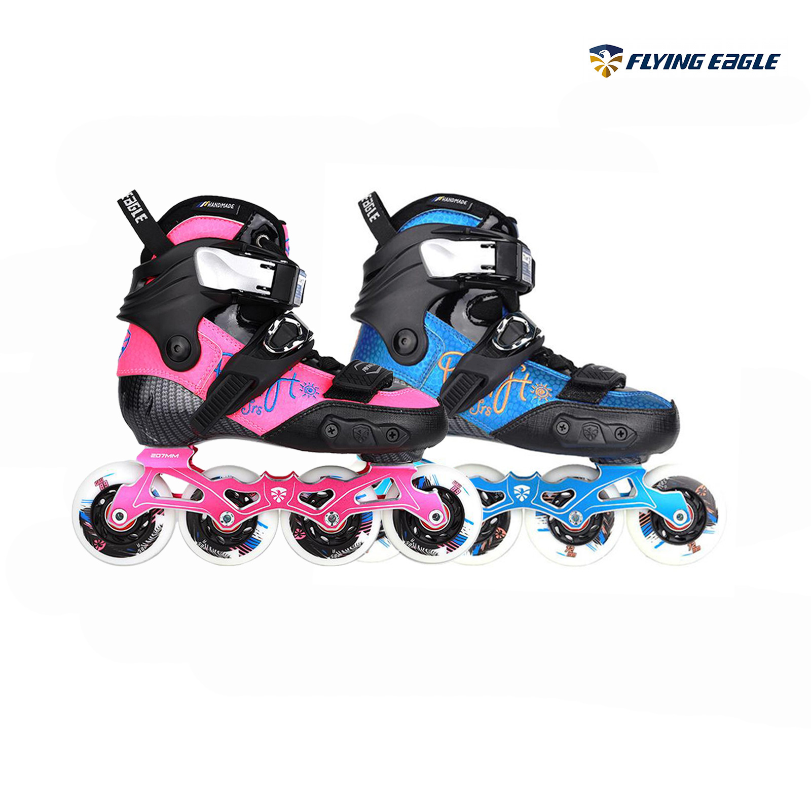 Chi tiết frame và bánh xe giày patin Flying Eagle Drift Junior S